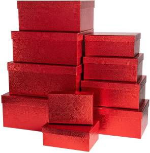 Коробка 35*25*10см. Кожа крокодила, Красный Металлик 505587
