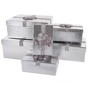 Коробка 19*12*6.5 см. Кожа крокодила, Серебро металлик / 503921/505586